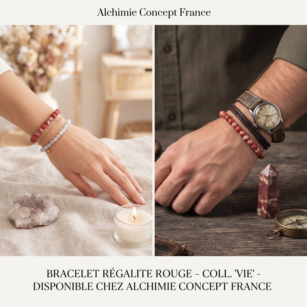 Bracelet Régalite Rouge Pierre Naturelle 10 mm – Élastique Unisexe