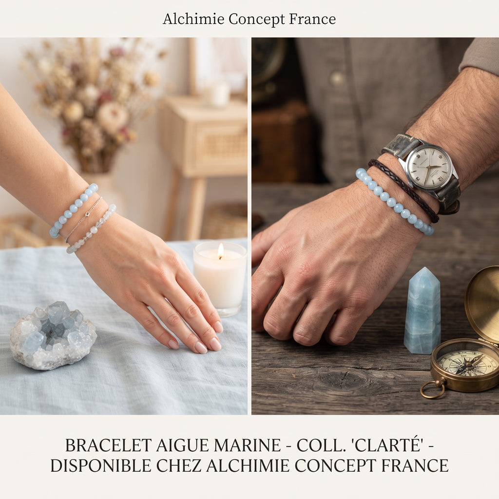 Bracelet Aigue-Marine Pierre Naturelle 6mm – Homme & Femme