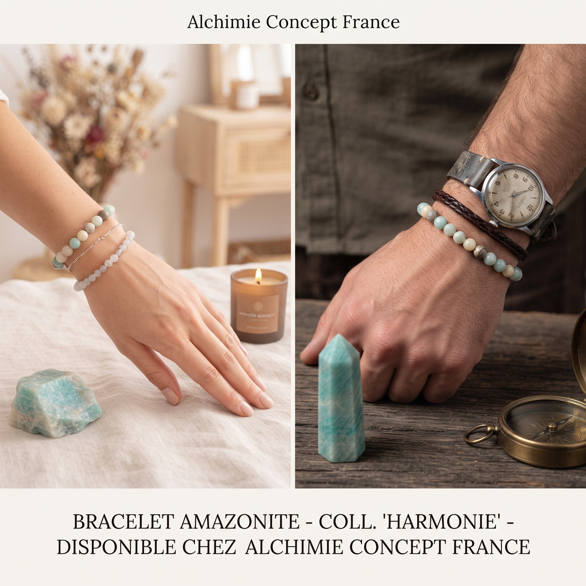 Bracelet Amazonite – Pierre Naturelle 6mm – Homme & Femme