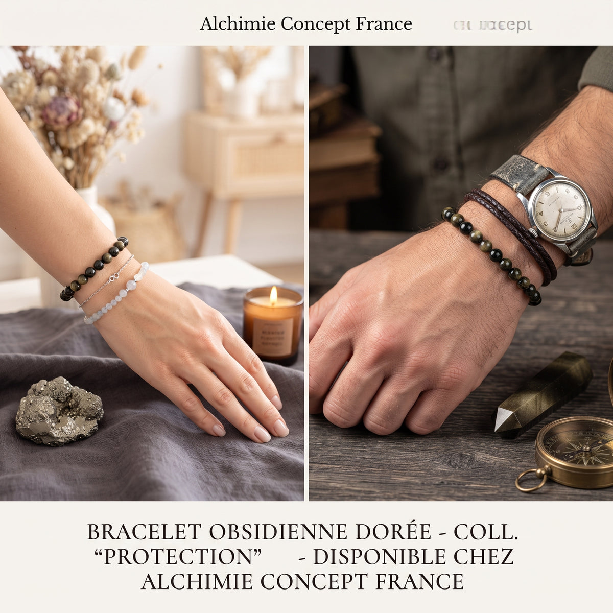 Bracelet Obsidienne Pierre Naturelle 6mm – Homme & Femme