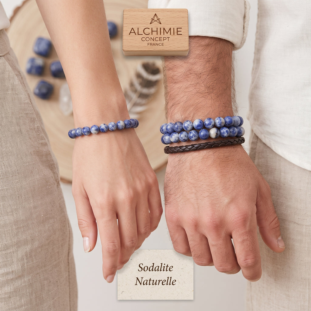 Bracelet Jaspe Tacheté Bleu Pierre Naturelle 6mm – Homme & Femme