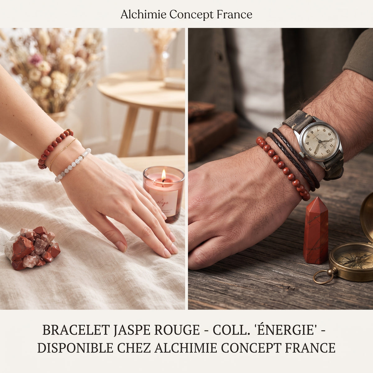 Bracelet Jaspe Rouge Pierre Naturelle 10 mm – Élastique Unisexe