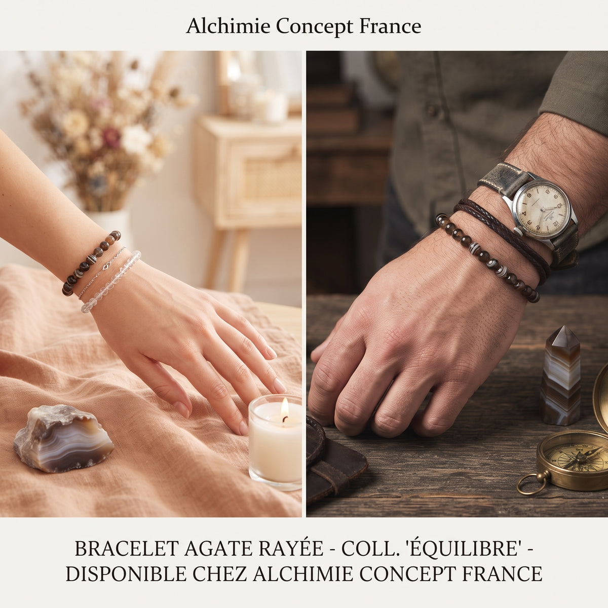 Bracelet Agate – Pierre Naturelle 8mm – Homme & Femme