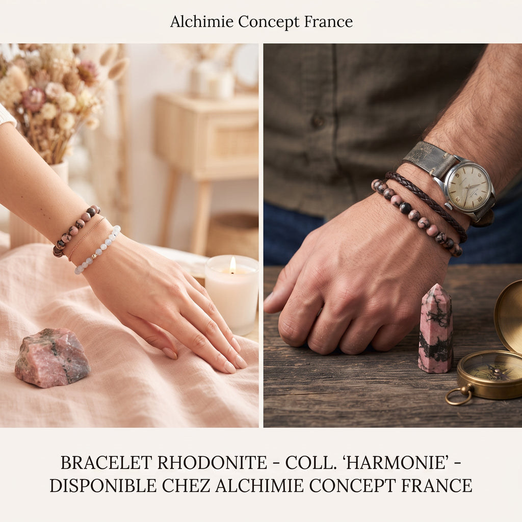 Bracelet Rhodonite – Pierre Naturelle 6mm – Homme & Femme