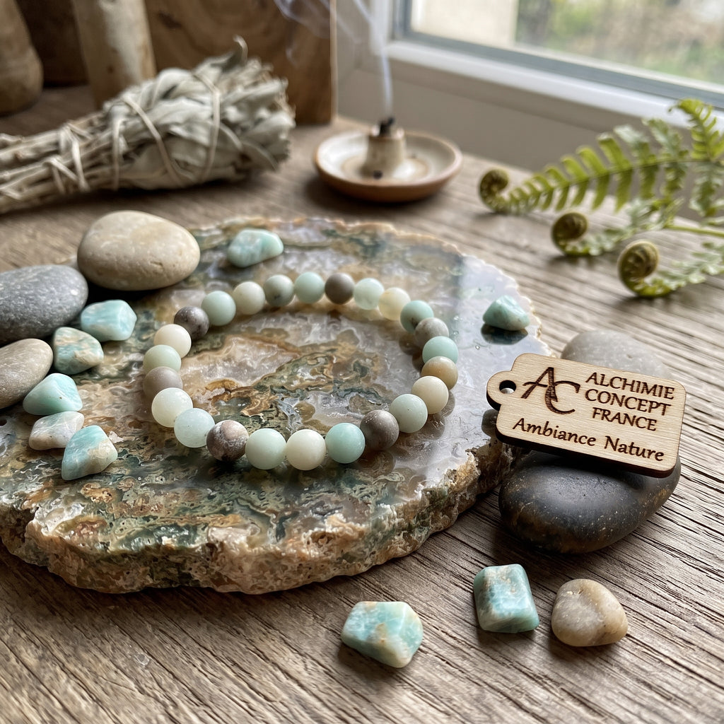 Bracelet Amazonite Pierre Naturelle 10 mm – Élastique Unisexe
