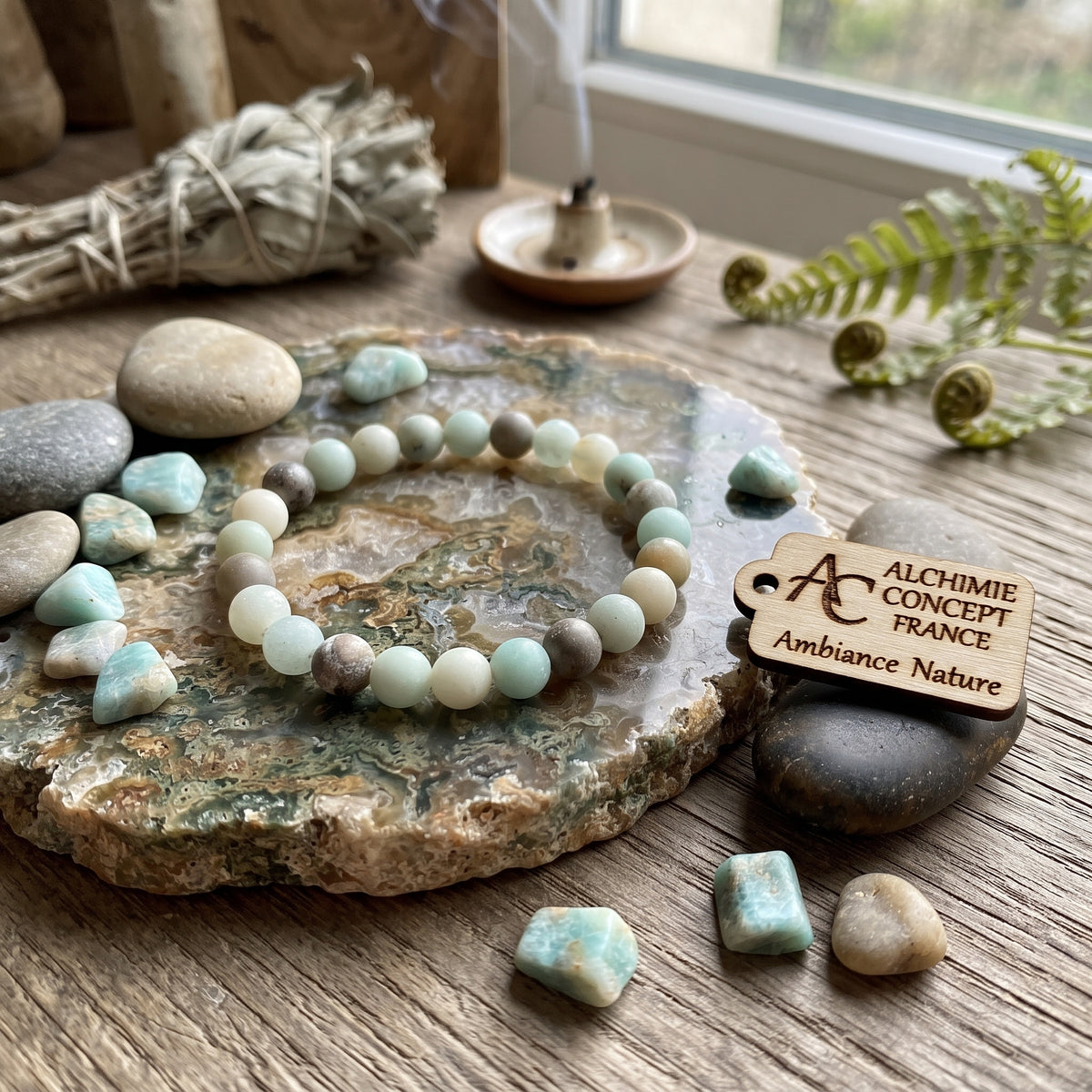 Bracelet Amazonite Pierre Naturelle 10 mm – Élastique Unisexe
