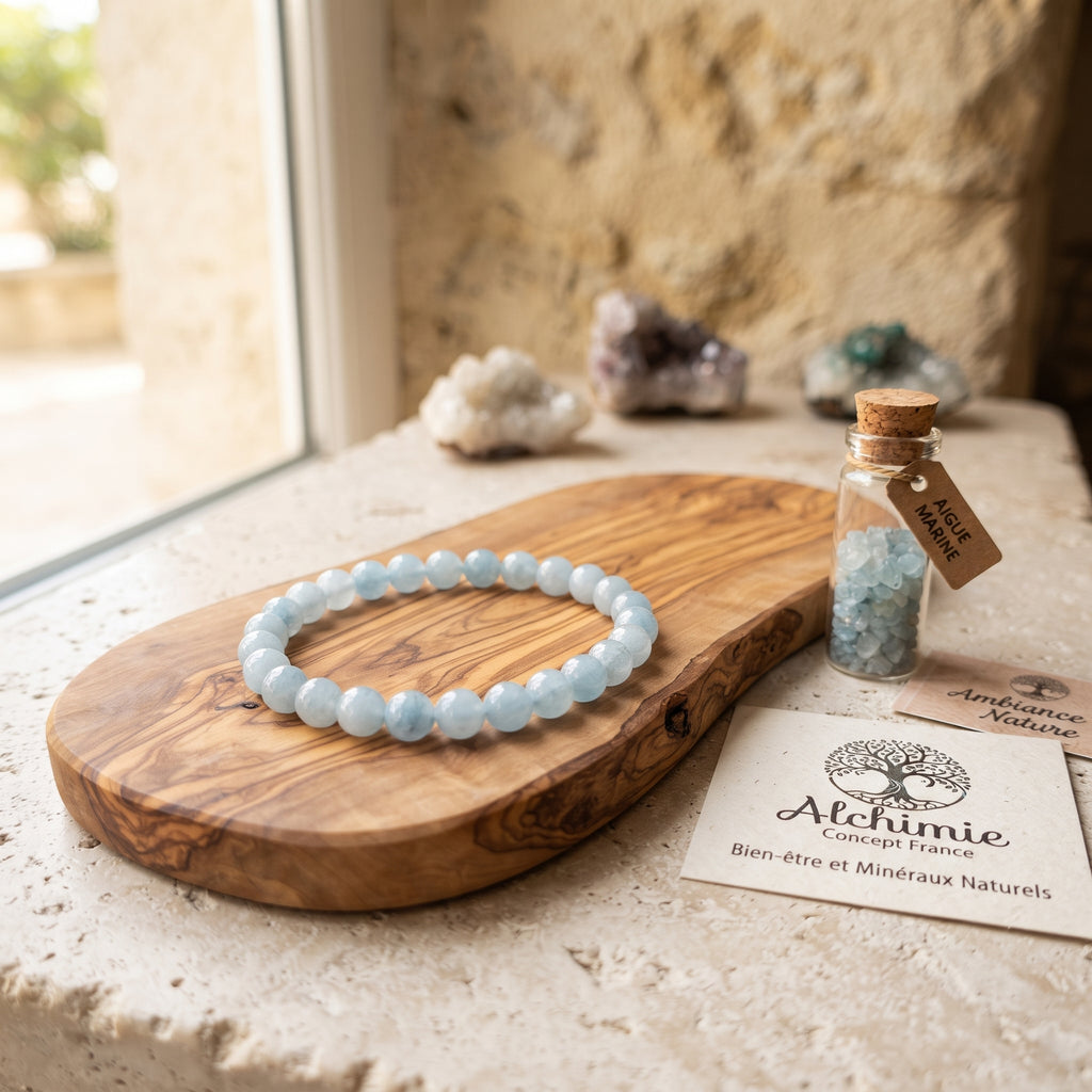 Bracelet Aigue-Marine Pierre Naturelle 6mm – Homme & Femme