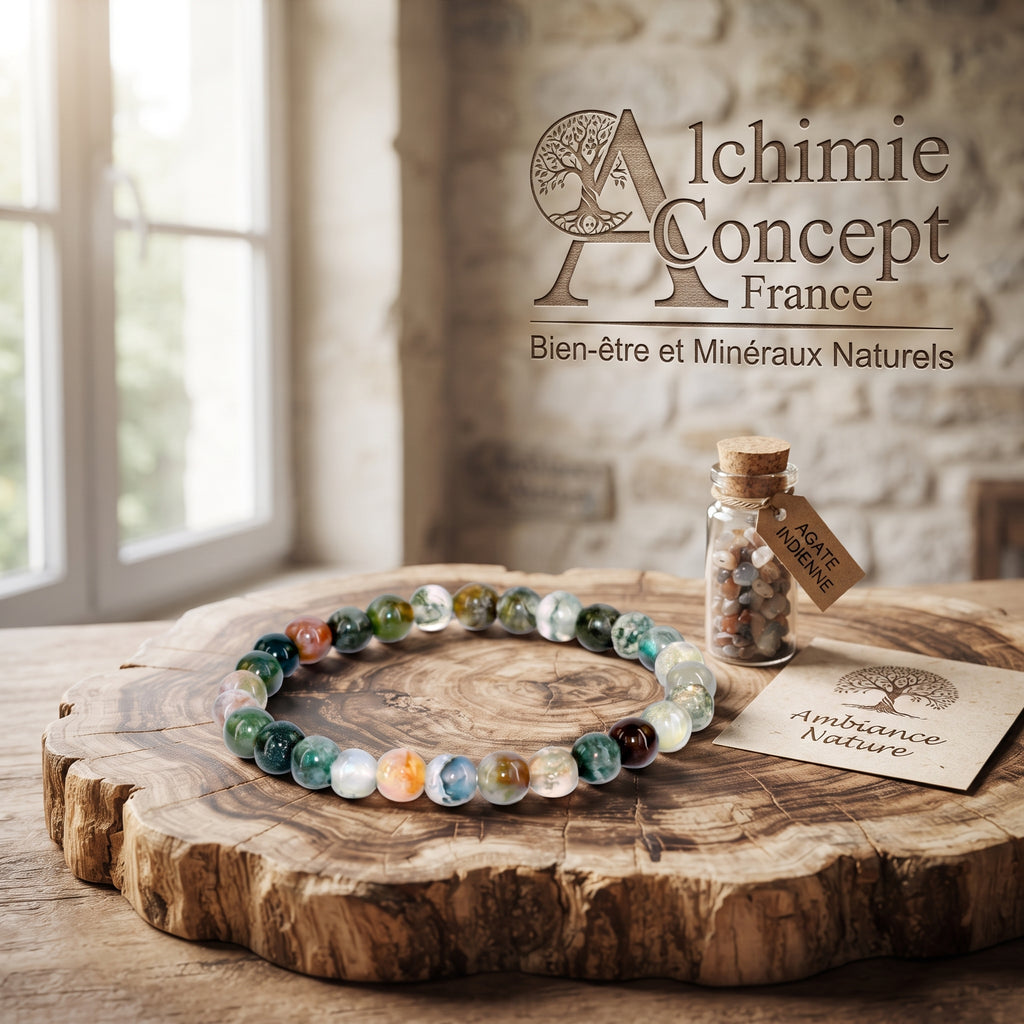 Bracelet Agate Indienne – Pierre Naturelle 6mm – Homme & Femme