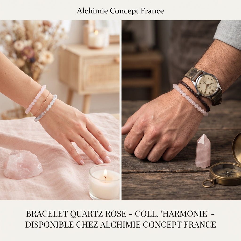Bracelet Quartz Rose – Pierre Naturelle 6mm – Homme & Femme