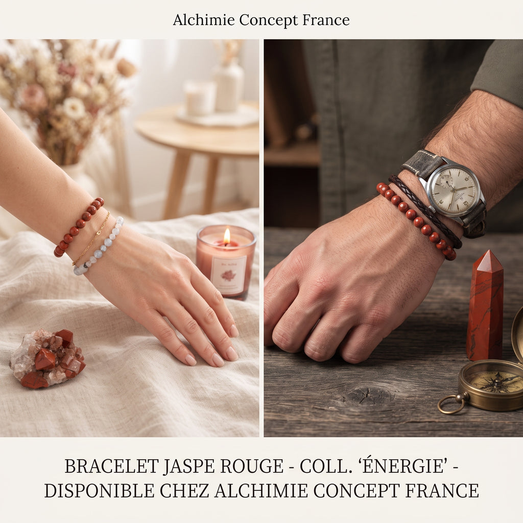 Bracelet Jaspe Rouge Pierre Naturelle 8 mm – Élastique Unisexe
