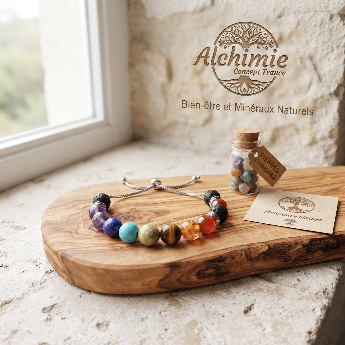 Bracelet 7 Chakras Pierre Naturelle 8mm – Homme & Femme
