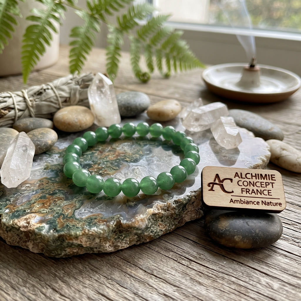 Bracelet Jade Malaisie Pierre Naturelle 8 mm – Élastique Unisexe