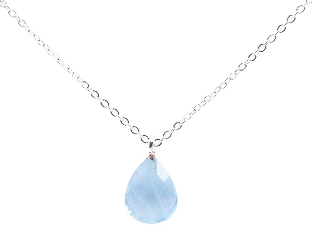 ✨ Collier Aigue-Marine Goutte | Argent 925 Poinçon Certifié | Pierre Naturelle Sérénité & Clarté