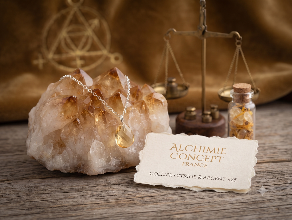 ✨ Collier Citrine Goutte | Argent 925 Poinçon Certifié | Pierre Naturelle Abondance & Lumière