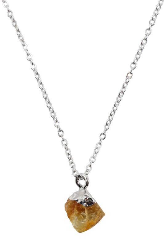 ✨ Collier Argent 925 Poinçon | Cristal Sauvage – Citrine Naturelle – Abondance, Joie & Éclat Doré du Soleil