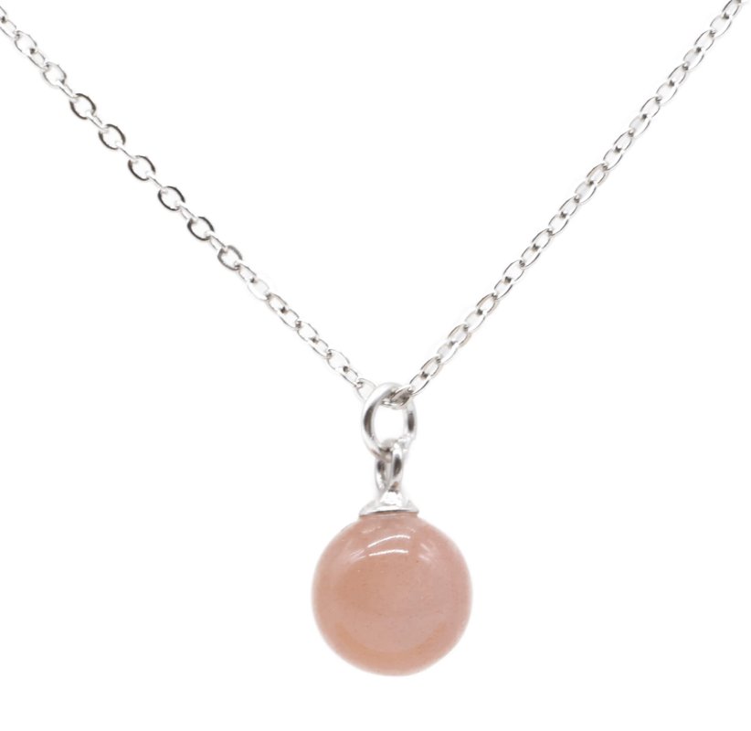 ✨ Collier Argent 925 Poinçon | Pierre de Soleil Naturelle Boule – Joie Rayonnante, Vitalité & Éclat Doré