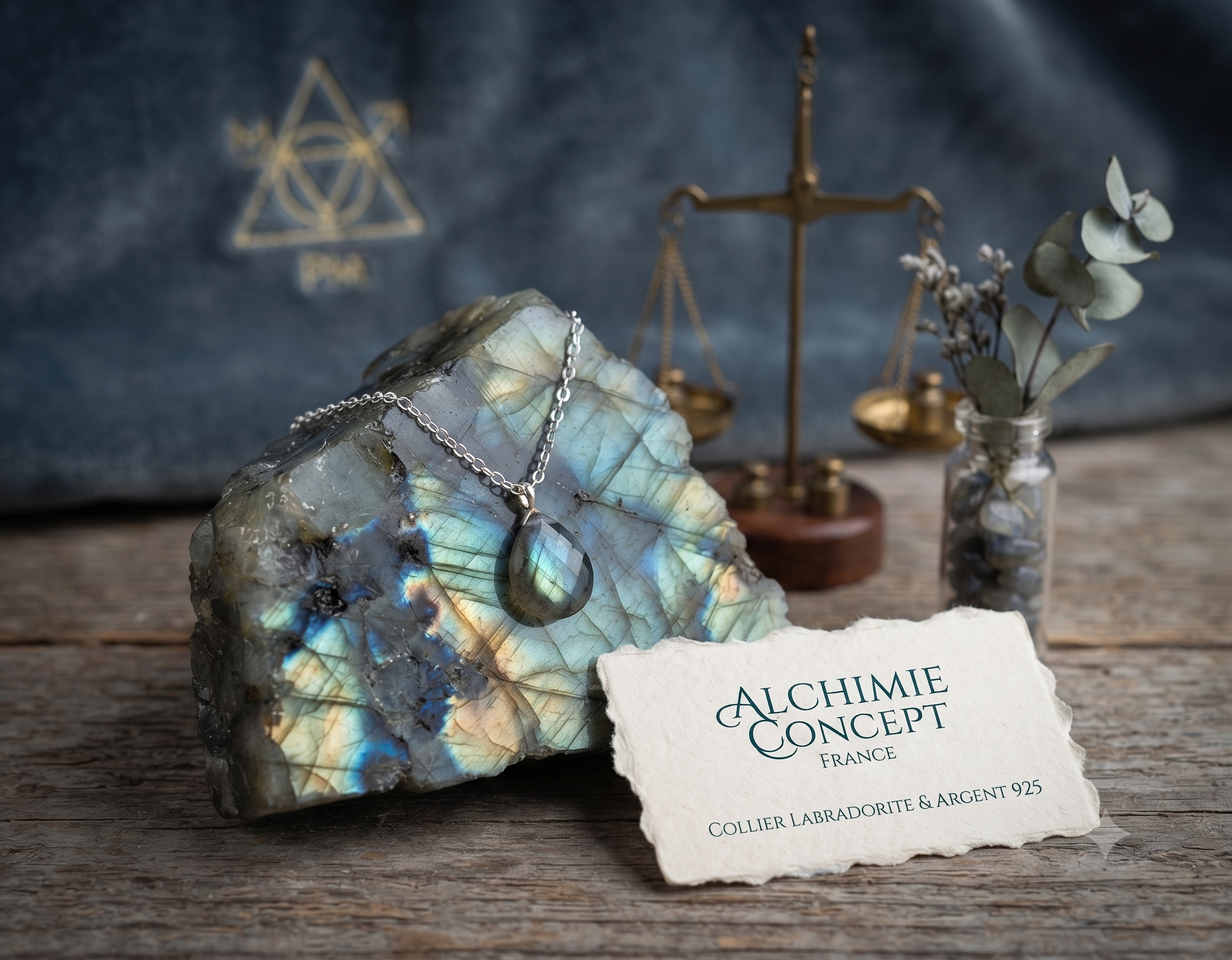 ✨ Collier Labradorite Goutte | Argent 925 Poinçon Certifié | Pierre Naturelle Irisée Transformation