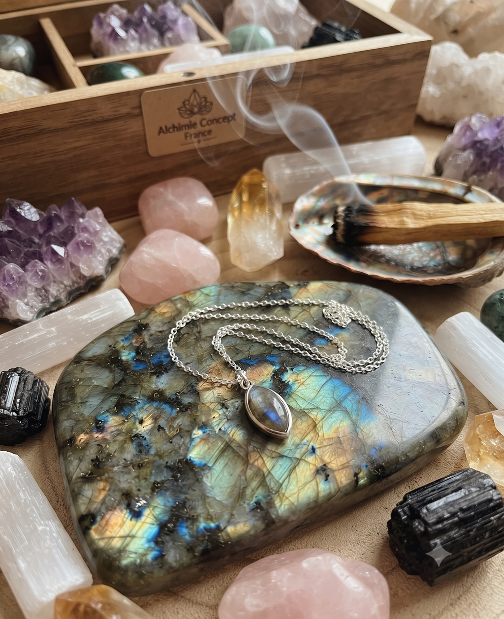 ✨ Collier Labradorite Larme | Argent 925 Poinçon Certifié | Pierre Naturelle Irisée