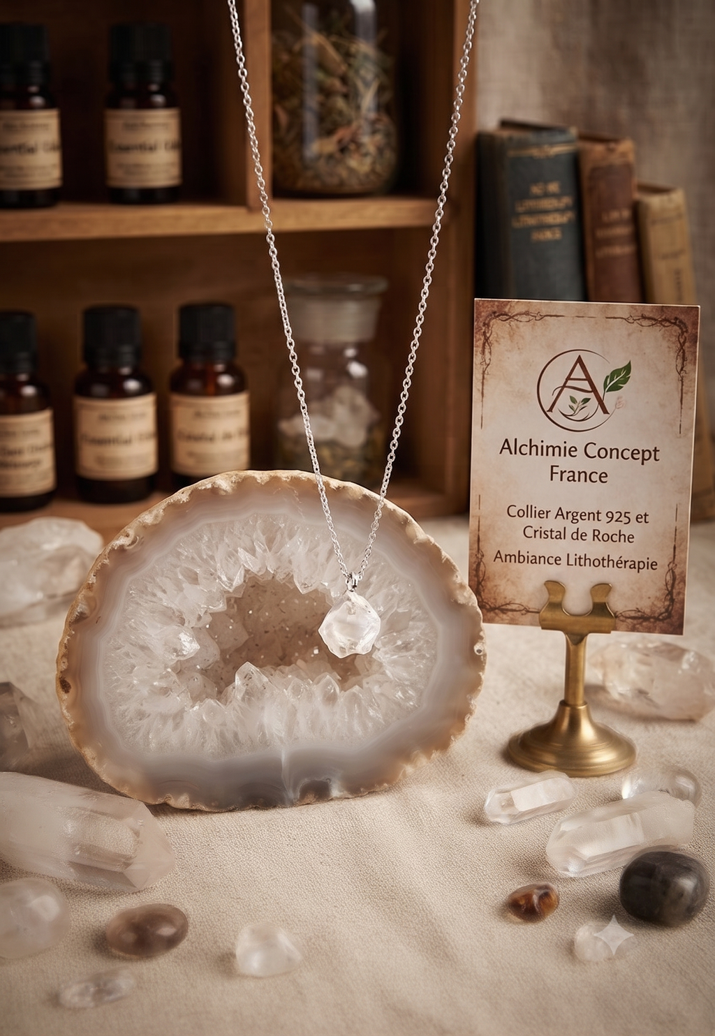 ✨ Collier Argent 925 Poinçon | Cristal Sauvage – Cristal de Roche Naturel – Clarté, Pureté & Amplification