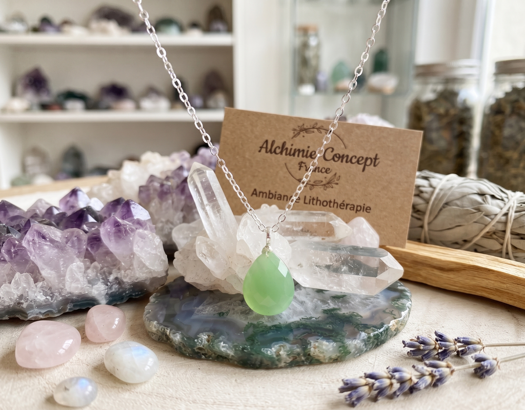✨ Collier Argent 925 Poinçon | Jade Verte Naturelle Boule – Sagesse Millénaire, Chance & Harmonie