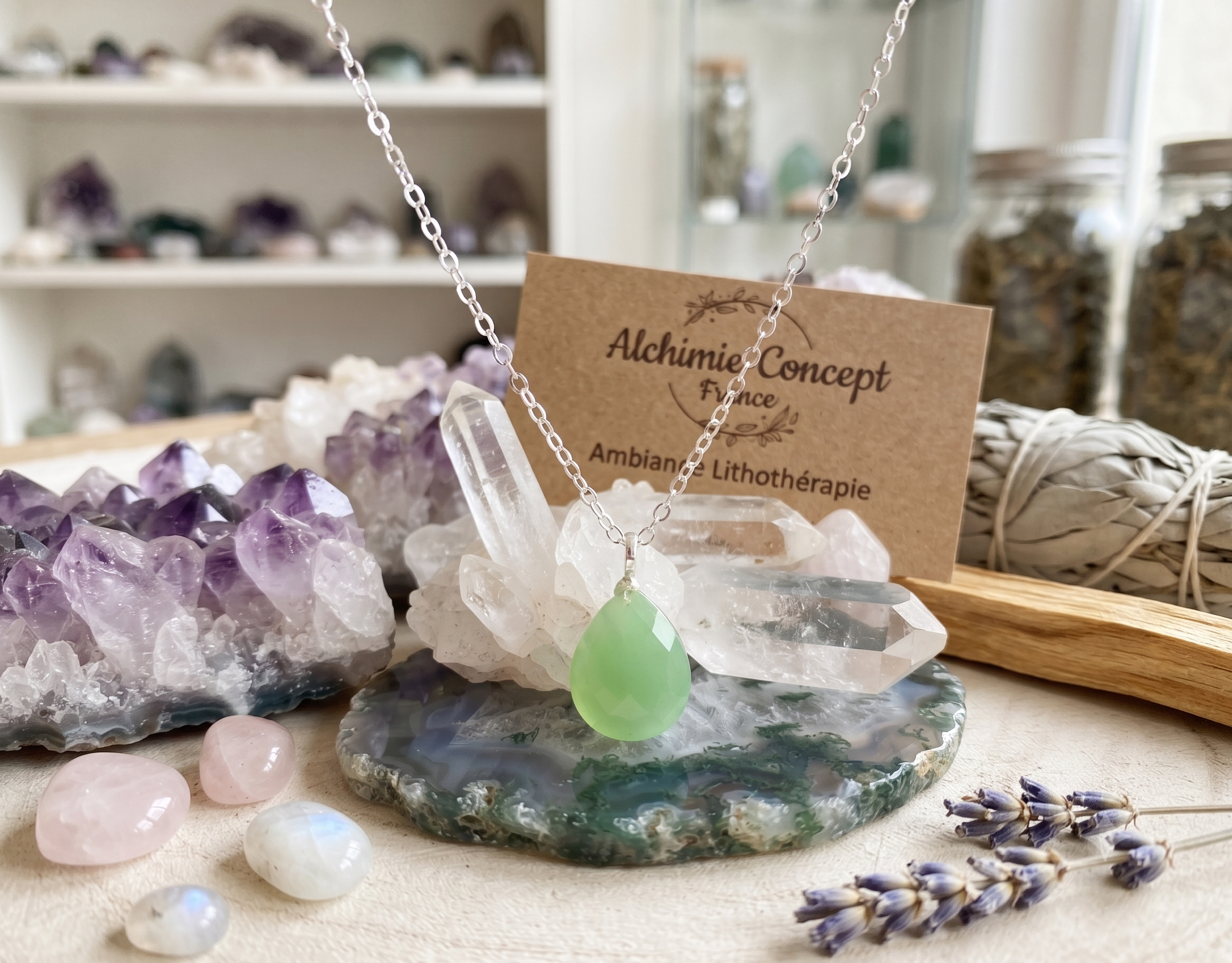 ✨ Collier Argent 925 Poinçon | Jade Verte Naturelle Boule – Sagesse Millénaire, Chance & Harmonie