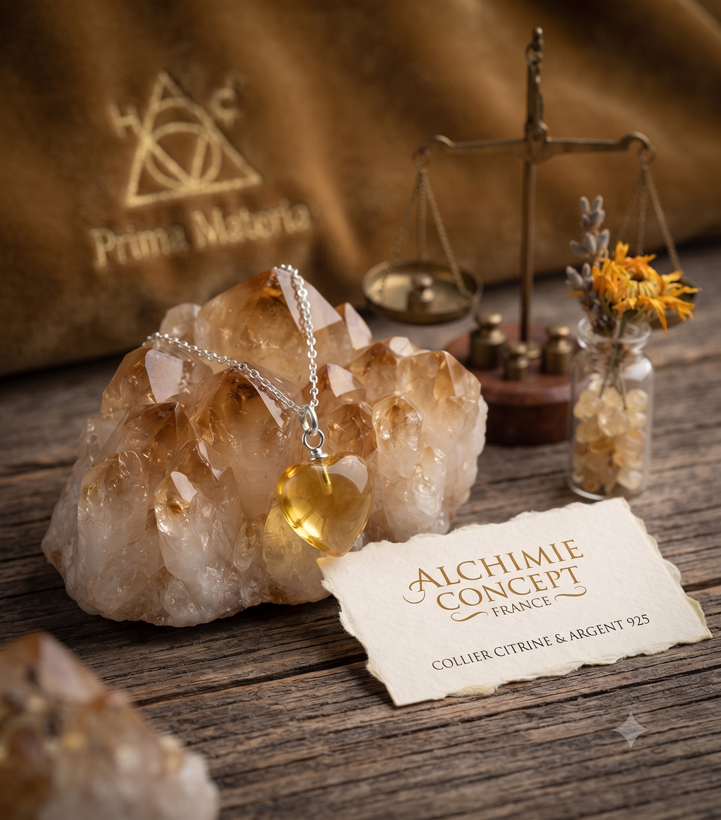 ✨ Collier Citrine Cœur | Argent 925 Poinçon Certifié | Pierre Naturelle Abondance & Bonheur