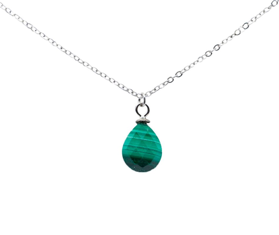✨ Collier Malachite Goutte | Argent 925 Poinçon Certifié | Pierre Naturelle Transformation & Protection