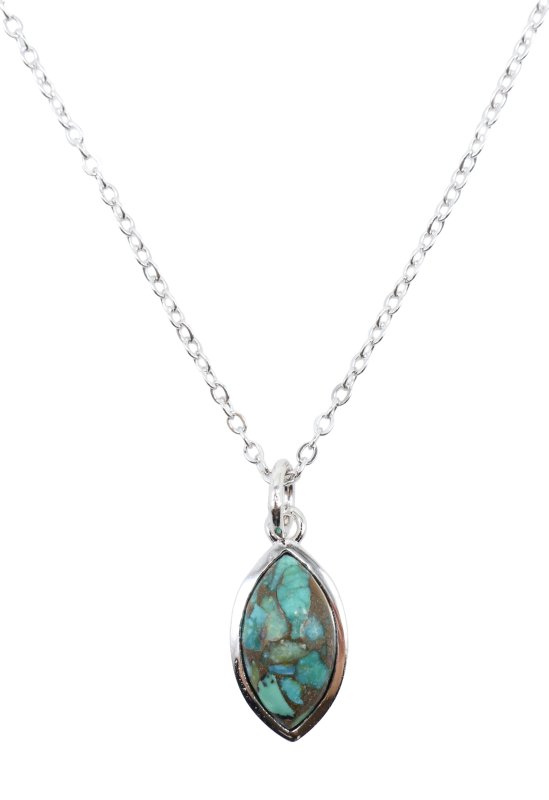 ✨ Collier Argent 925 Poinçon | Larme Argentée – Turquoise Naturelle – Protection, Sérénité & Harmonie Sacrée