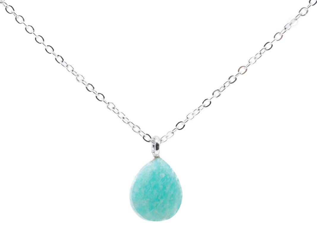 ✨ Collier Amazonite Goutte | Argent 925 Poinçon Certifié | Pierre Naturelle Équilibre & Authenticité