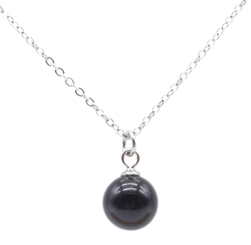 ✨ Collier Argent 925 Poinçon | Onyx Noir Naturel Boule – Protection, Ancrage & Élégance Minimaliste