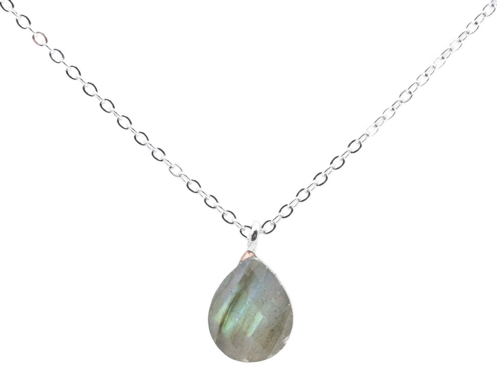 ✨ Collier Labradorite Goutte | Argent 925 Poinçon Certifié | Pierre Naturelle Irisée Transformation