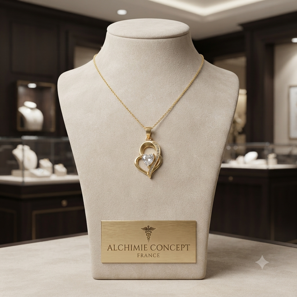 Collier Chaîne Pendentif Cœurs Zirconiums Sertis - Doré | Romance & Éclat