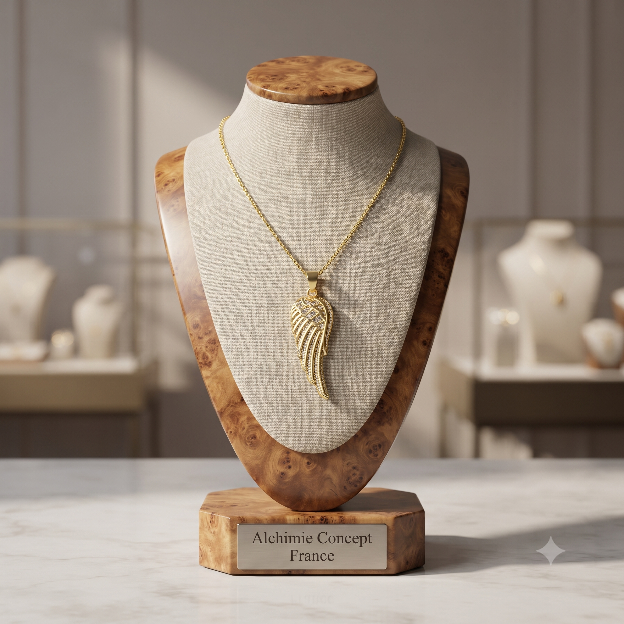 Collier Doré Pendentif Aile Zirconiums – Chaîne 45 cm | Bijou Élégant & Glamour