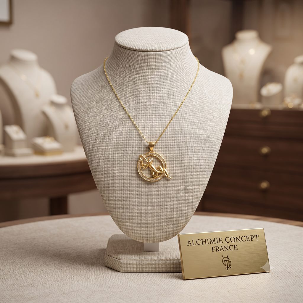 Collier Pendentif Fée Serti de Zirconiums Blancs Étincelants Doré – Plaqué Or 1 Micron | Bijou Femme