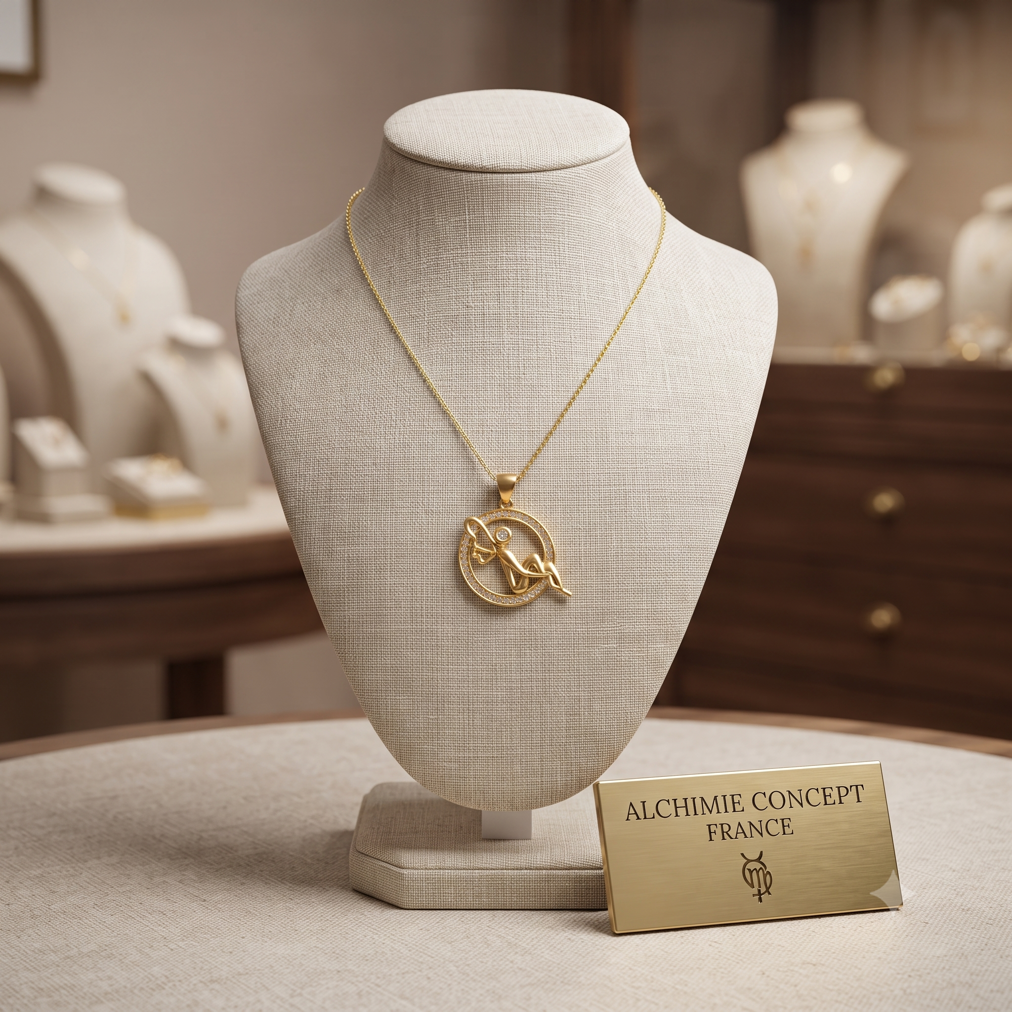 Collier Pendentif Fée Serti de Zirconiums Blancs Étincelants Doré – Plaqué Or 1 Micron | Bijou Femme