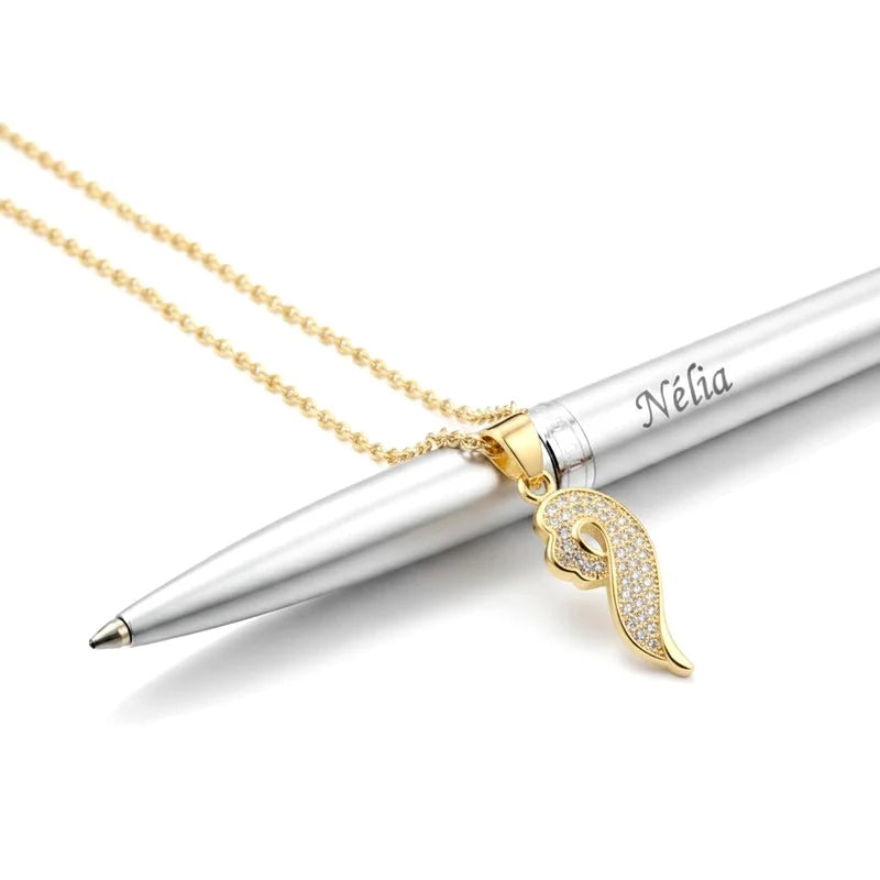 Collier Pendentif Original Allongé Serti de Zirconiums Éclatants Doré – Plaqué Or 1 Micron | Bijou Femme