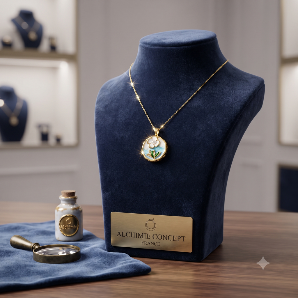Collier Pendentif Fleur Émaillée Couleurs Vibrantes Doré – Plaqué Or 1 Micron | Bijou Femme