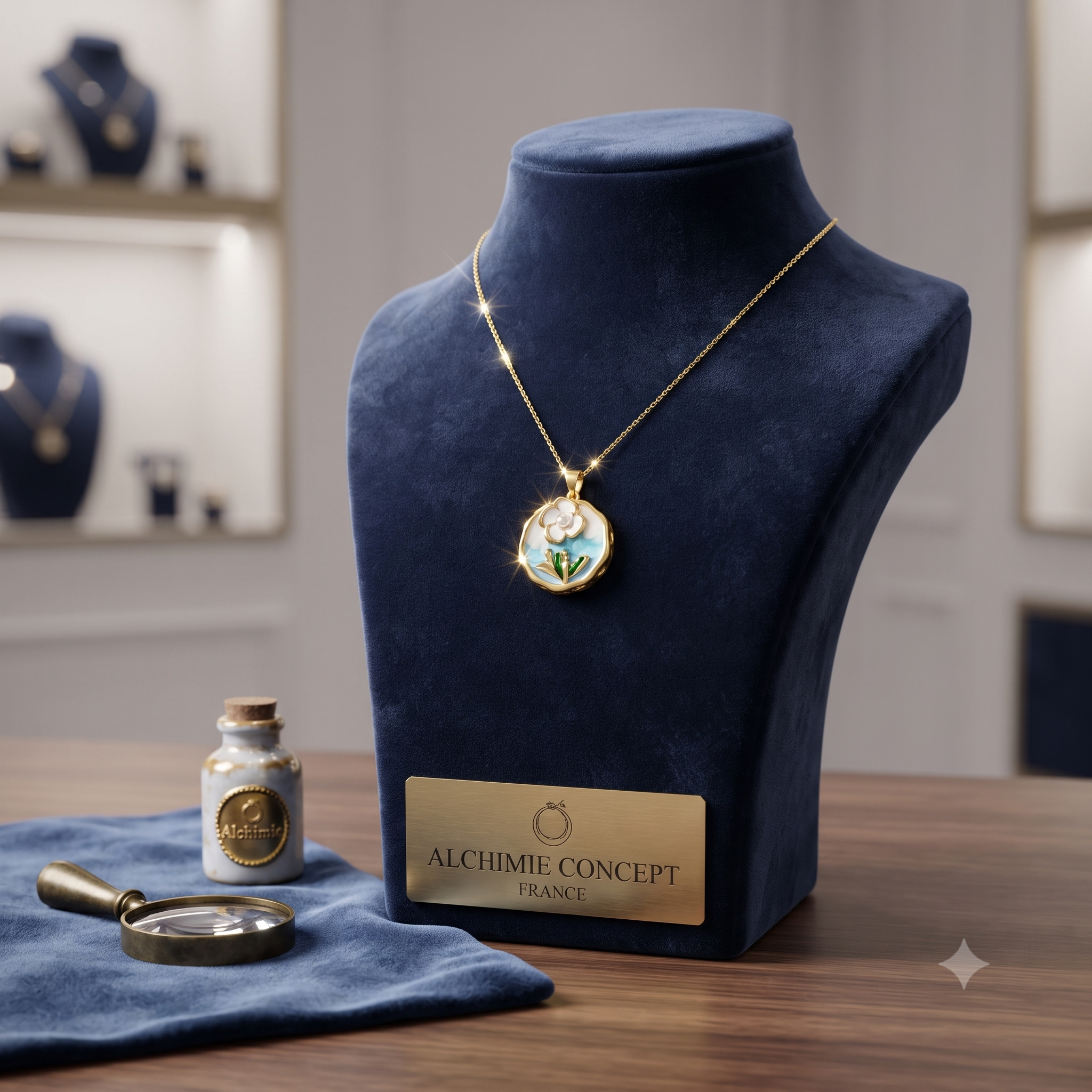 Collier Pendentif Fleur Émaillée Couleurs Vibrantes Doré – Plaqué Or 1 Micron | Bijou Femme