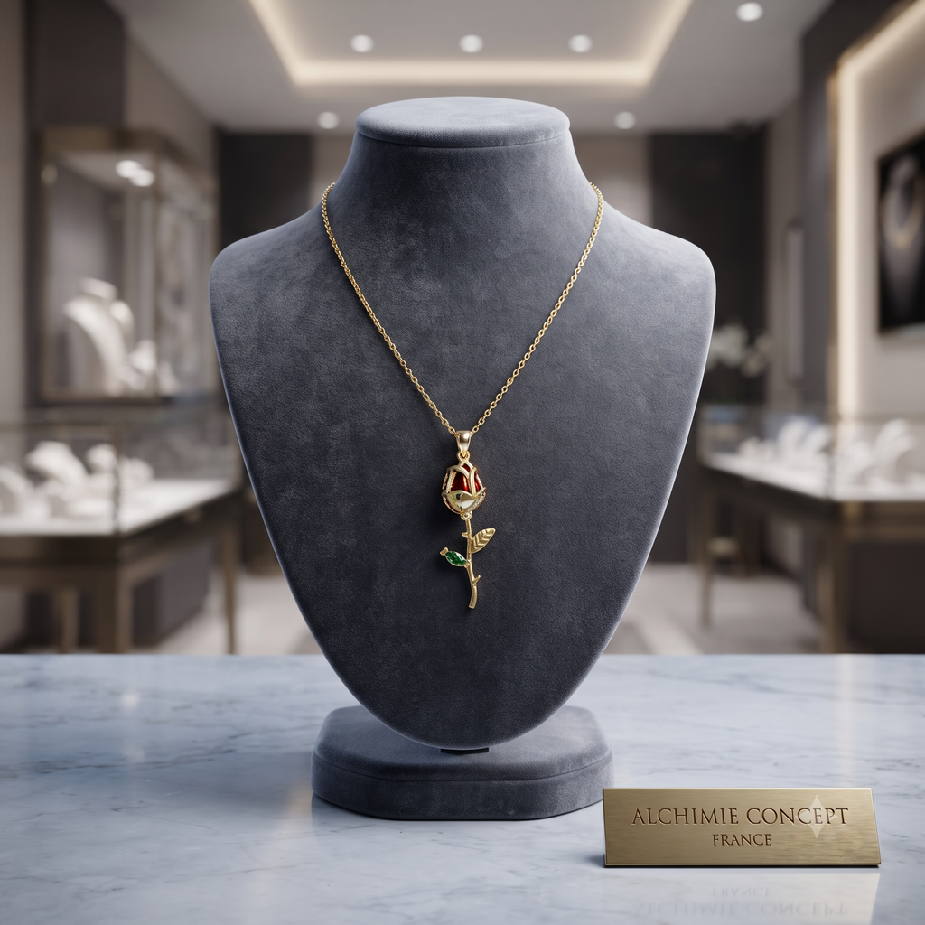 Collier Doré Pendentif Fleur Zirconiums – Chaîne 45 cm | Bijou Éclatant