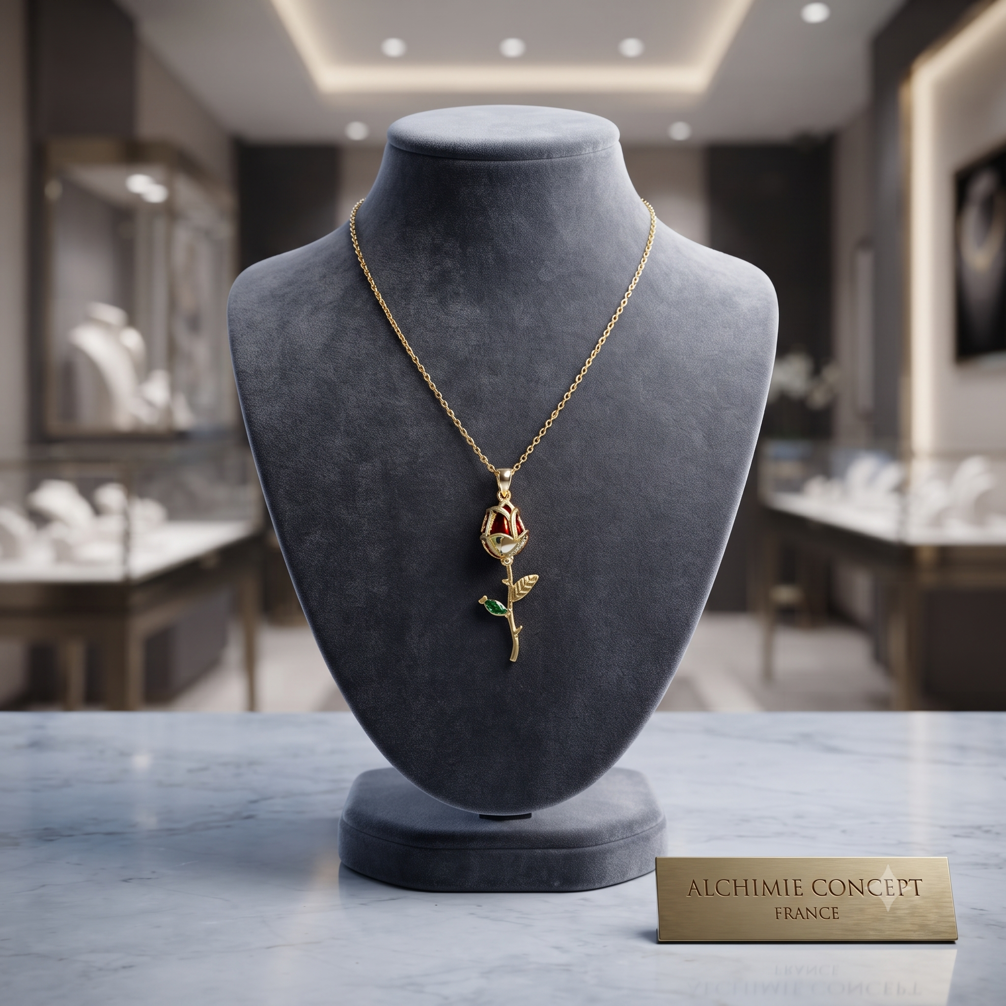Collier Doré Pendentif Fleur Zirconiums – Chaîne 45 cm | Bijou Éclatant