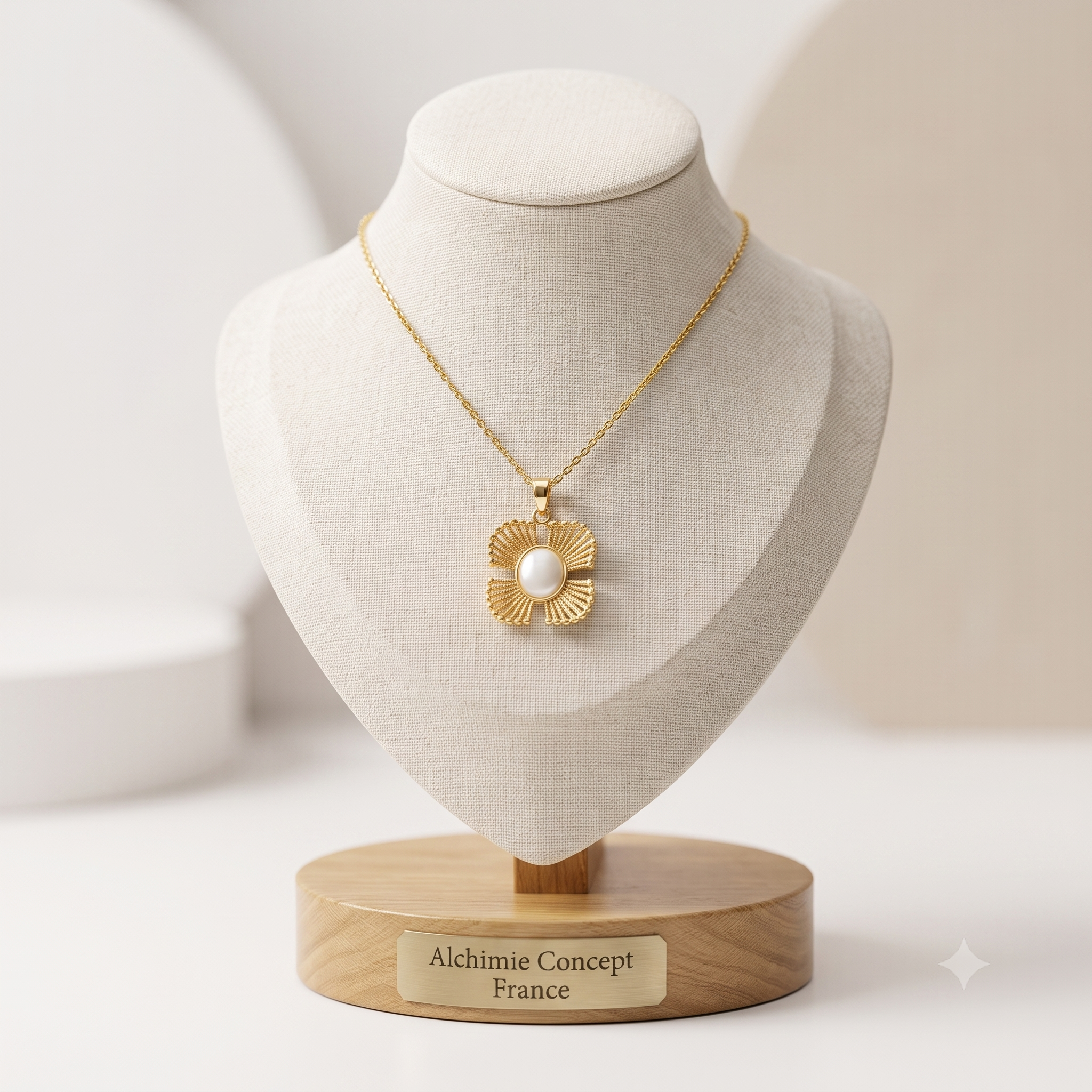 Collier Pendentif Fleur Coquillage Doré à l'Or Fin – Plaqué Or 1 Micron