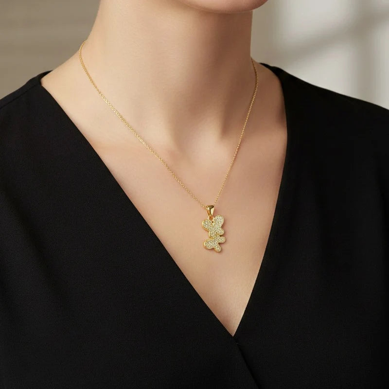 Collier Pendentif Serti de Zirconiums Étincelants Doré – Plaqué Or 1 Micron | Bijou Femme