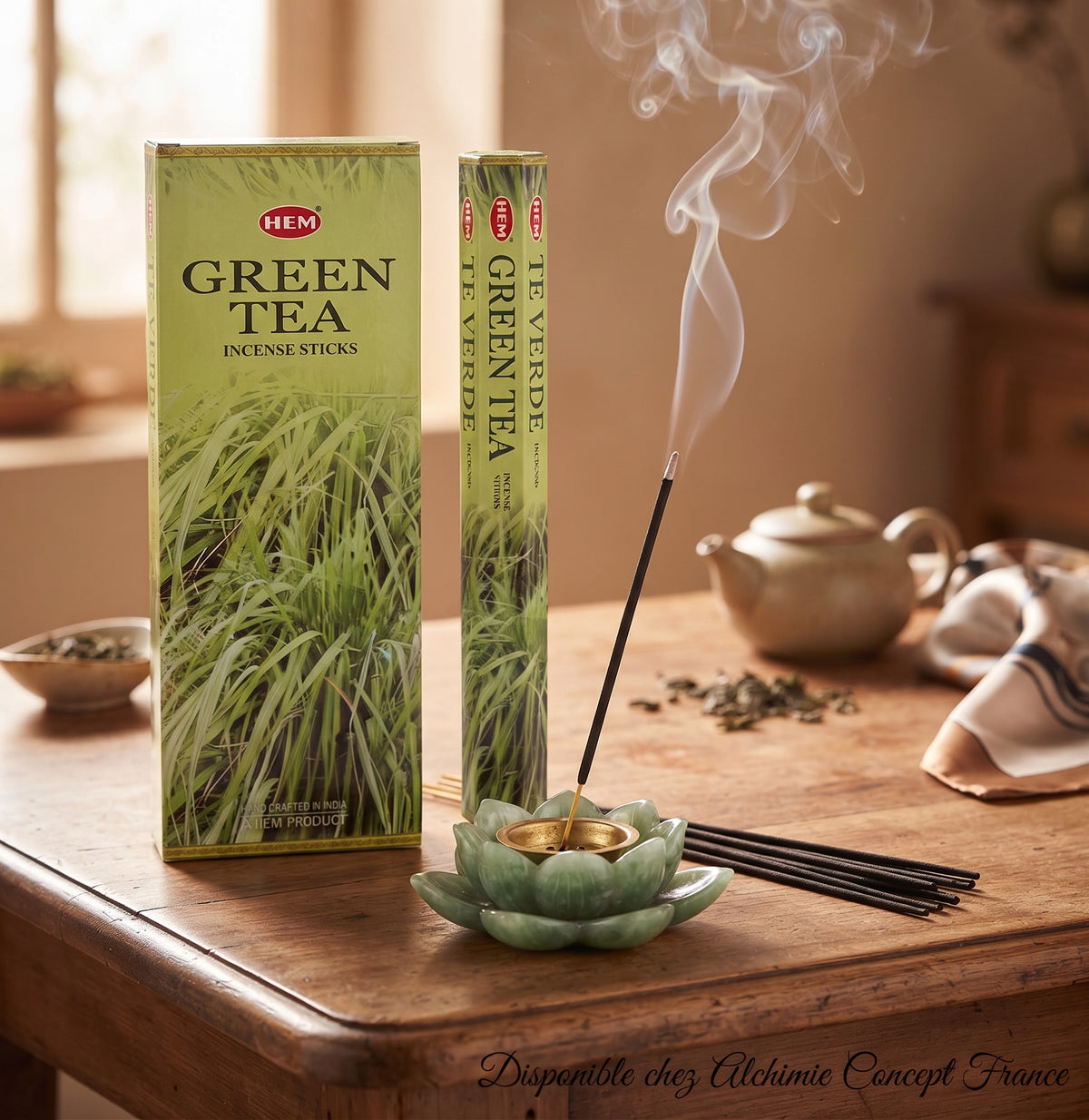 Encens HEM Thé Vert — Boîte 6 x 20 Bâtonnets | Sérénité Zen, Clarté & Pleine Conscience