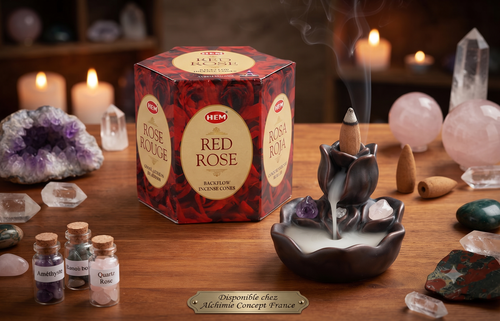 * Cônes Backflow HEM Rose Rouge – Boîte de 12 Paquets x 40 Cônes | Encens Floral Romantique