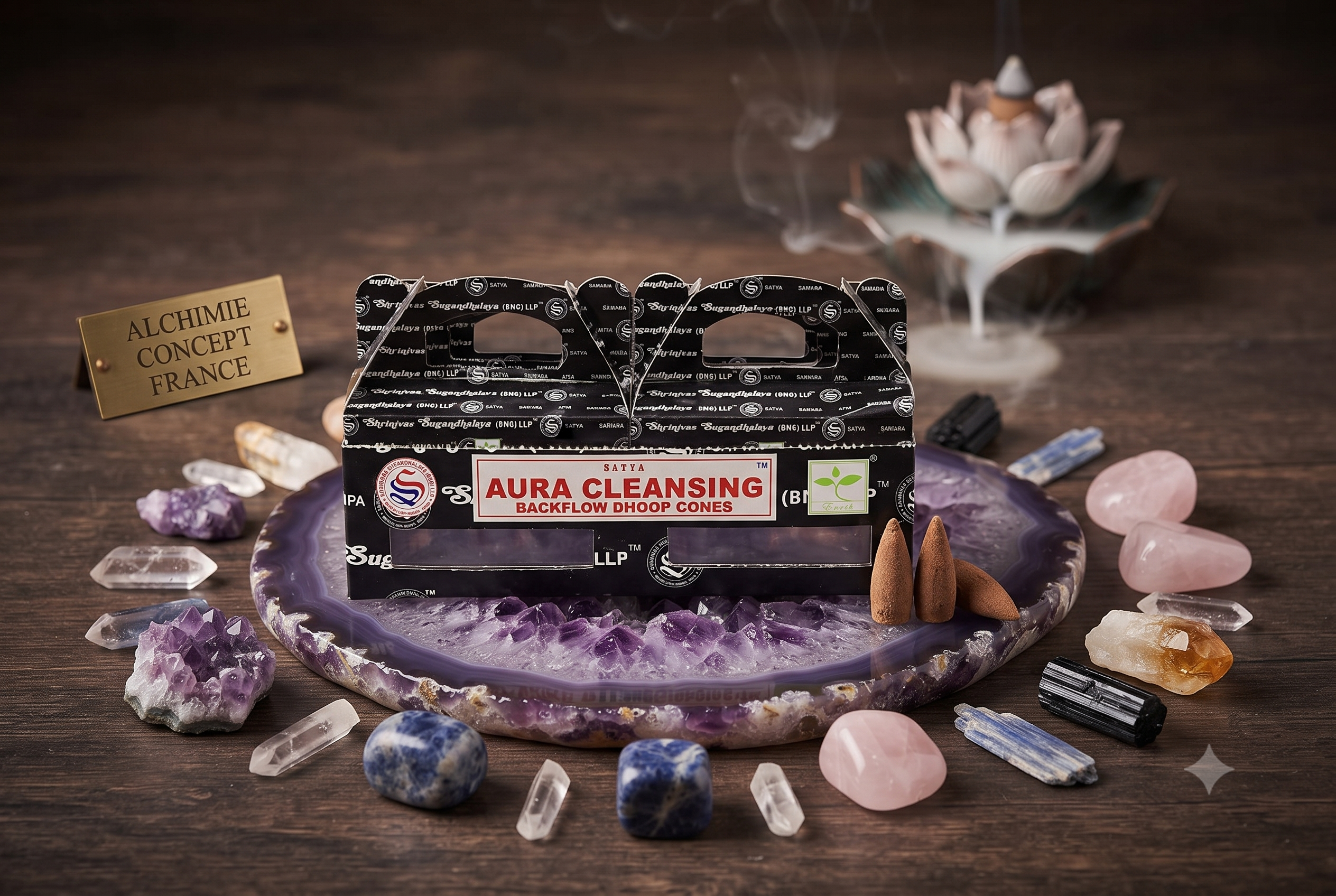 * Cônes Backflow Satya Aura Cleansing – Lot de 6 Boîtes x 24 Cônes | Encens Purification Aura