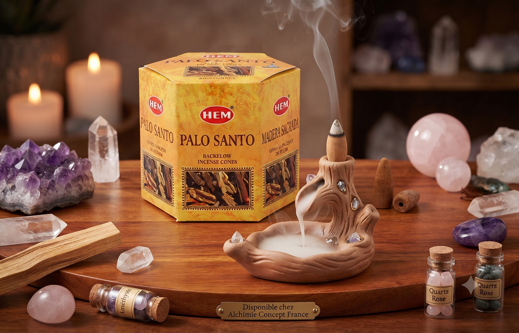 * Cônes Backflow HEM Palo Santo – Boîte de 12 Paquets x 40 Cônes | Encens Bois Saint Naturel