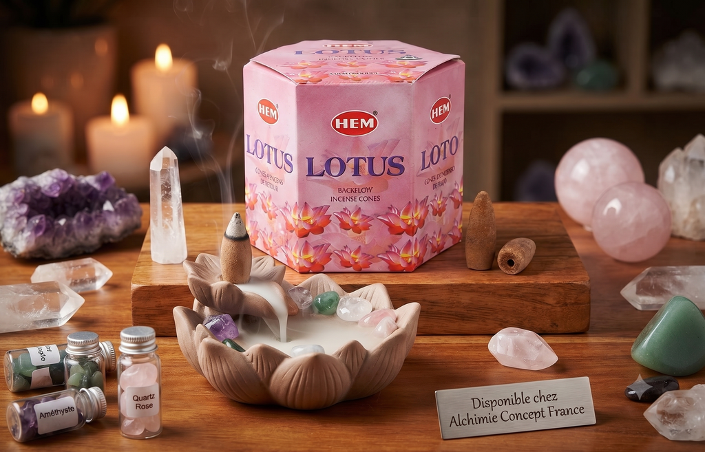 * Cônes Backflow HEM Lotus – Boîte de 12 Paquets x 40 Cônes | Encens Fleur Sacrée Naturel