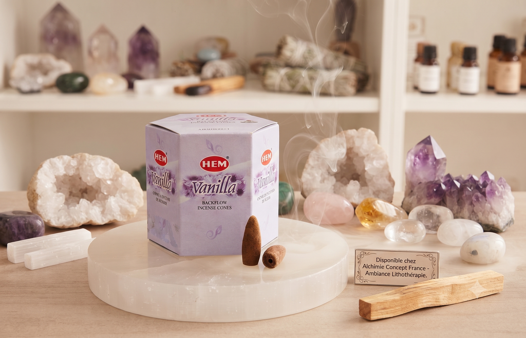 * Cônes Backflow HEM Vanille – Boîte de 12 Paquets x 40 Cônes | Encens Gourmand Naturel