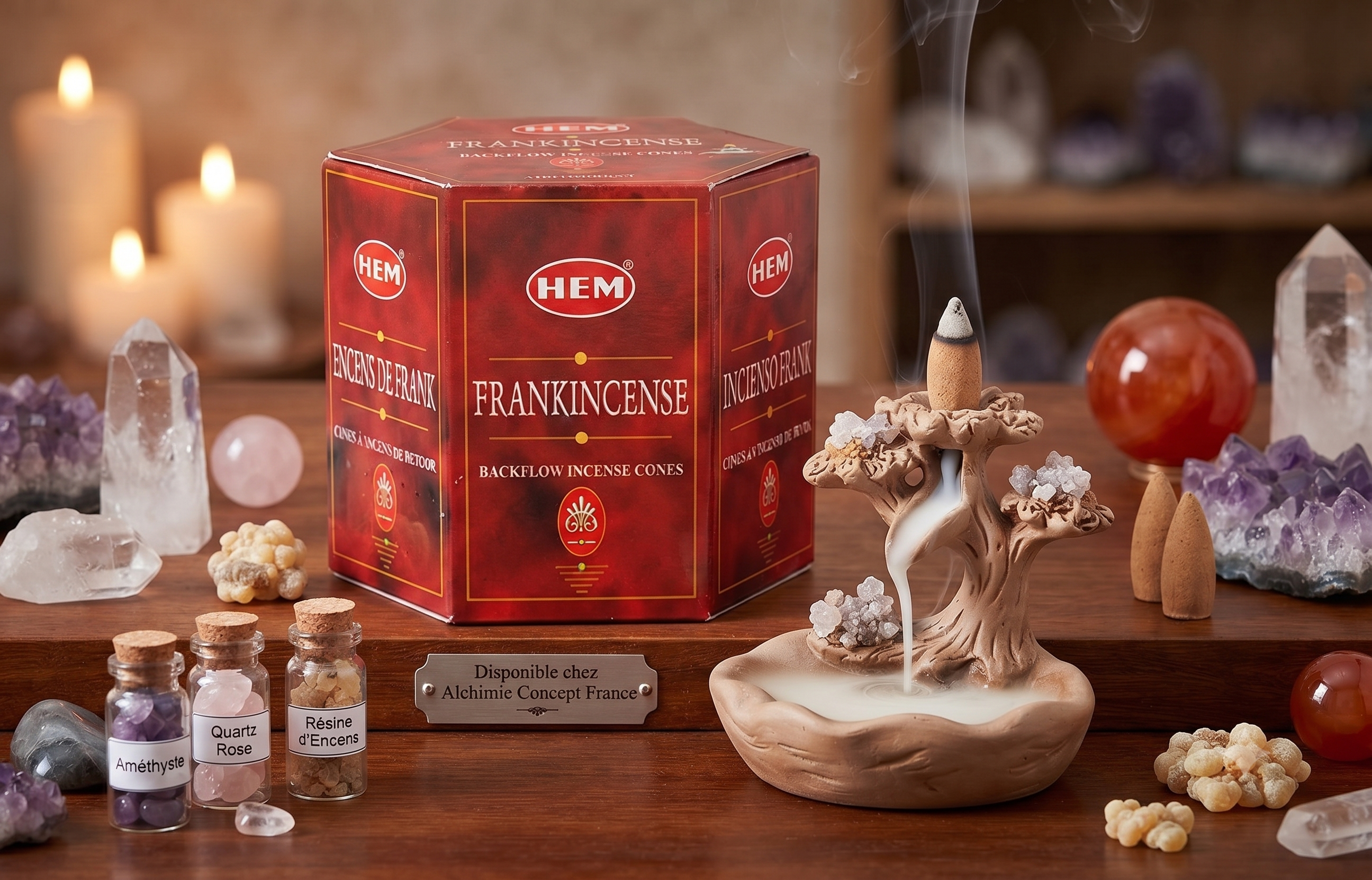 * Cônes Backflow HEM Frankincense Oliban – Boîte de 12 Paquets x 40 Cônes | Encens Sacré Naturel