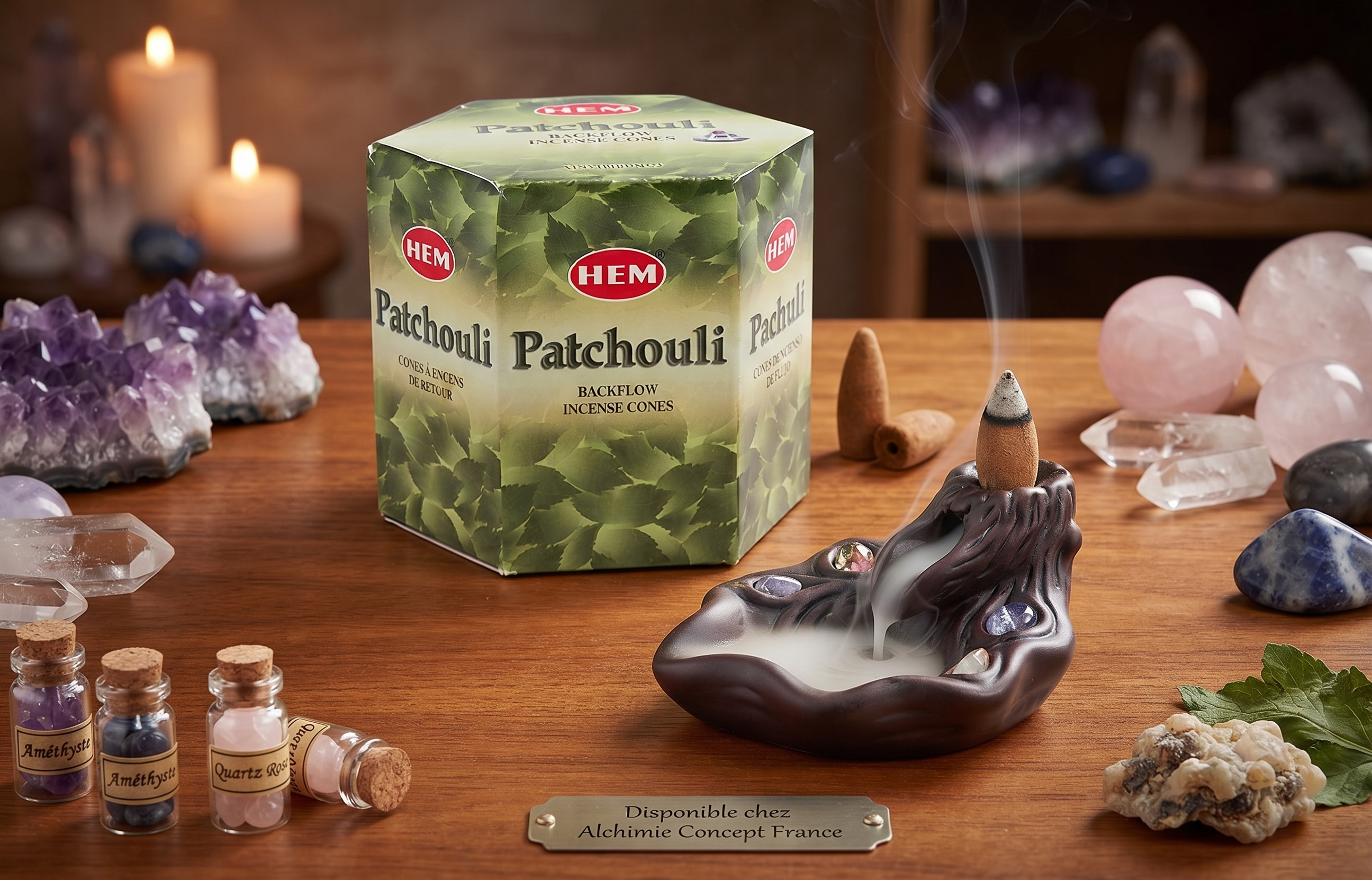 * Cônes Backflow HEM Patchouli – Boîte de 12 Paquets x 40 Cônes | Encens Terreux Naturel